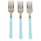 24 Metallic Gold Blue 7" Forks Plastic Handle Disposable Party